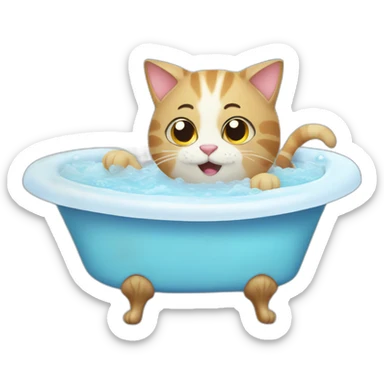 cat takes bath with bubbles sticker