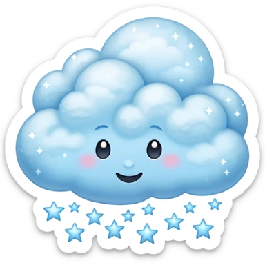 pastel blue cloud with sparkling stars sticker