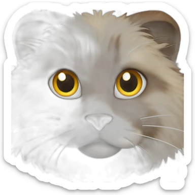 brown, fluffy cat with a white muzzle sticker