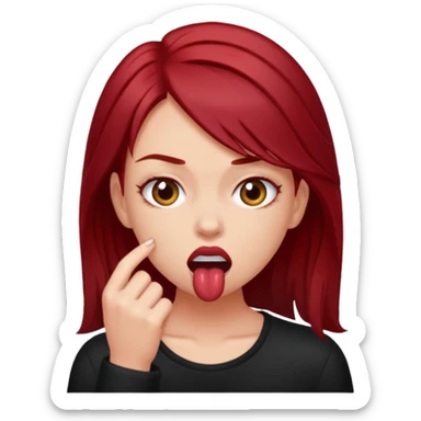 Dark red haired girl biting her lip sexually and aggressively  sticker