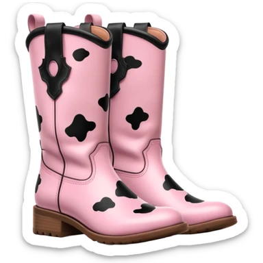 pink cow print boots sticker