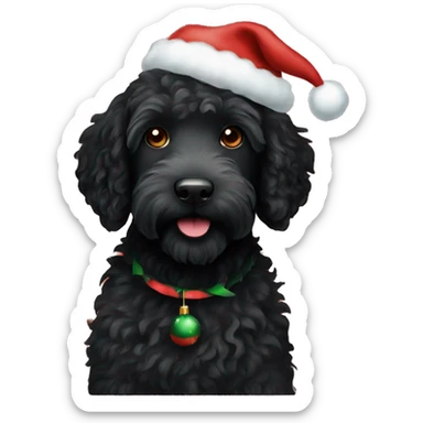 black labradoodle with christmas sticker