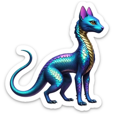 Futuristic Ethereal Beautiful Salandit-Bastet-Fakémon-hybrid-creature (full body)  sticker