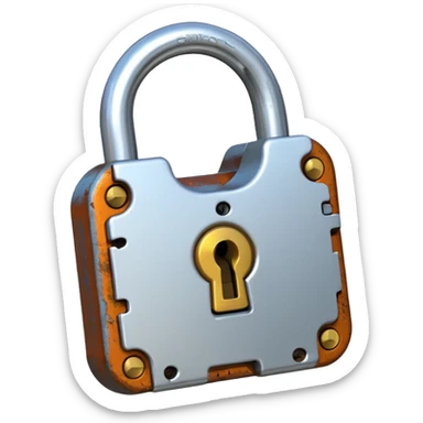 Digital glitch art style emoji, corrupted padlock sticker