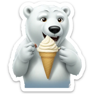 Polar bear eating ice cream sticker