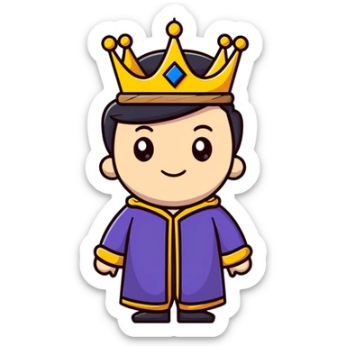 king with crown and royal robe sticker