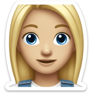 blonde girl in overalls smiling blue eyes sticker