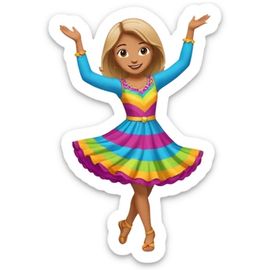 Happy girl dancing full body sticker