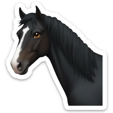 Realistic Black horse with a brown nose , short black mane, and a white mark on her forehead sticker