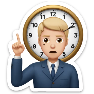 Emoji saying now maybe a clock and ur pointing at it like times up maybe sticker