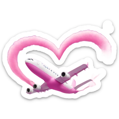 Pink plane drawing heart trail in sky sticker