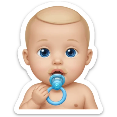 baby with pacifier on mouth sticker