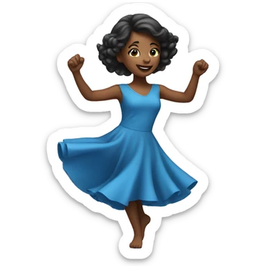 Dancing girl in a blue dress sticker