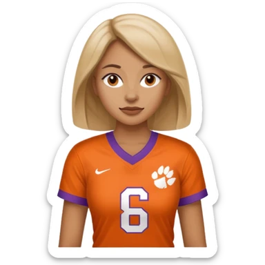 woman wearing a clemson tigers jersey sticker