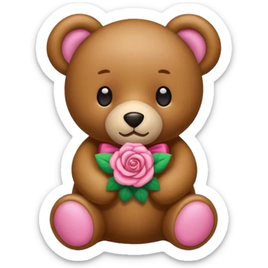 nounours brun avec un noeud rose sticker