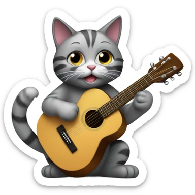 cat playing guitar  sticker