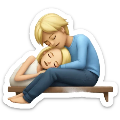 Blonde girl sleeping with brunette boy sleeping with her sticker