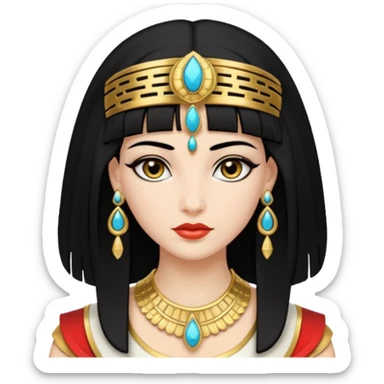 Cleópatra branca cabelos preto sticker
