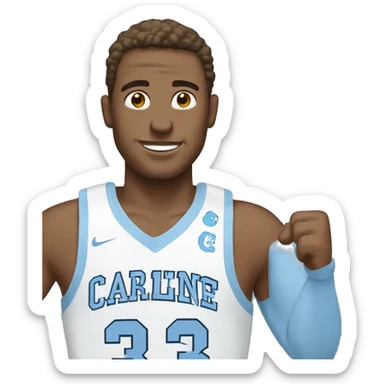 White male wearing North Carolina Tar Heels sticker