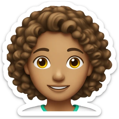 Mexican girl happy brown curly hair  sticker