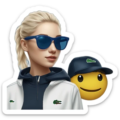 Lacoste bag girl with black lacoste hoodie e and blue oakley sportive sunglass  sticker