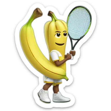 Humanlike Banana in a tennis uniform sticker