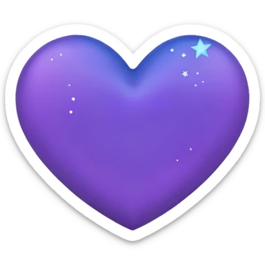 cœur bleu avec un contour mauve et des étoiles noires au-dessus sticker
