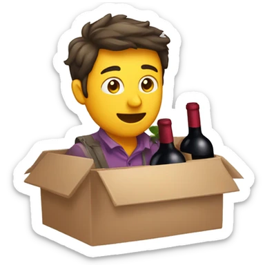 Persona tomando vino en caja sticker