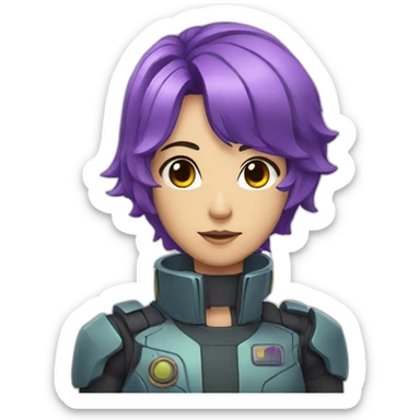 Anime mech pilot with purple hair sticker