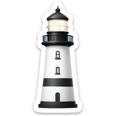 A white Lighthouse with light beaming out sticker