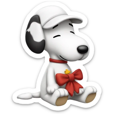 Personaje snoopy de bebé con un lazo en la cabeza sticker