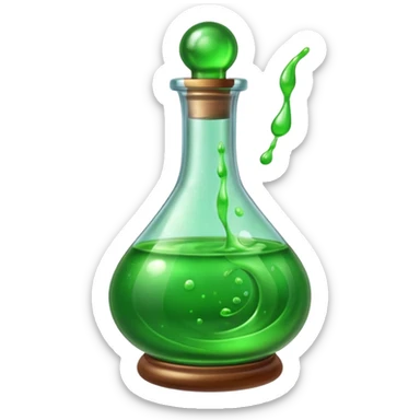 Glass potion bottle with green liquid sticker