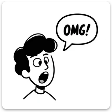 Shocked face with wide eyes saying "OMG!" sticker