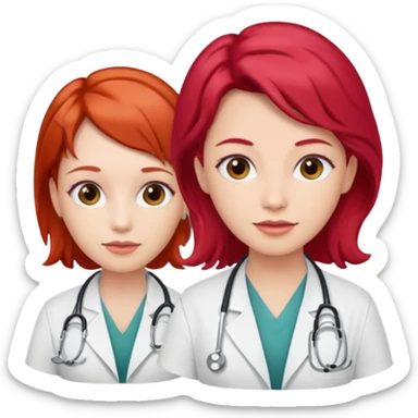 doctors with red hairclips sticker