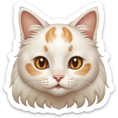 gato blanco con manchitas marrones y pelo largo con ojos de enamorado sticker