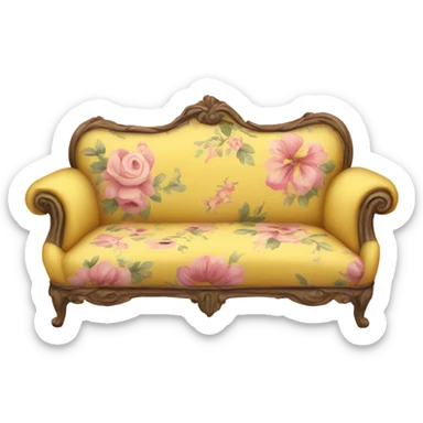 yellow and pink vintage floral couch sticker