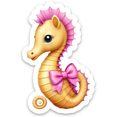 Cute sea horse with a pink bow sitting down sticker