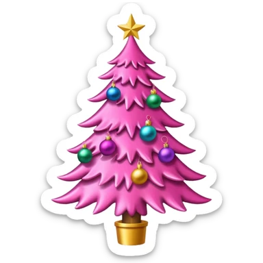 pink christmas tree sticker