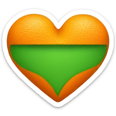 Half orange color and green small heart sticker