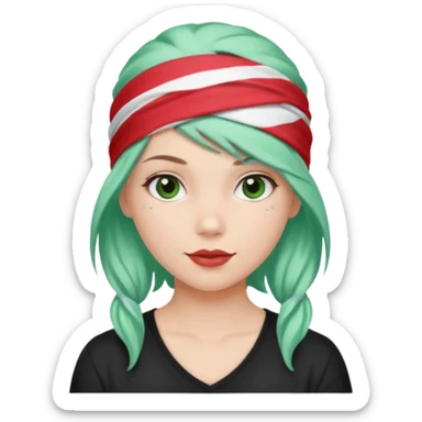 girl with peppermint hair and bandana sticker