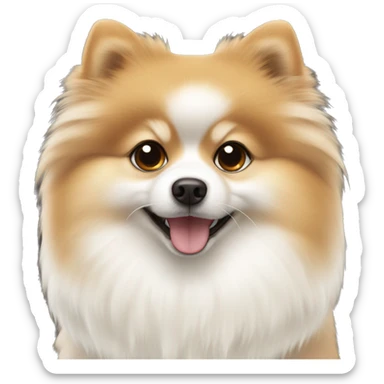 pomerian spitz with cream and white colored wool and dark brown eyes sticker