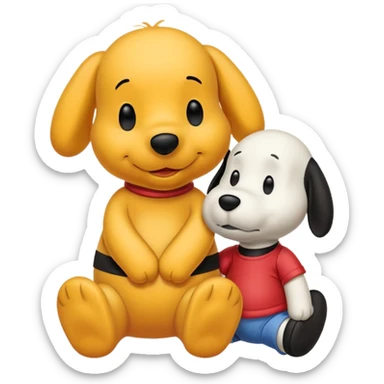 snoopy and winnie the pooh together sticker