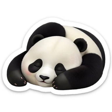 Meme-Worthy Cute Sleeping Panda Portrait Emoji, Head resting peacefully with a contented smile, showcasing a delightfully robust build and a luxuriously soft black and white Fur, eyes shut in a serene, restful nap, Simplified yet hilariously adorable features, highly detailed, glowing with a soft, drowsy light, high shine, relaxed and utterly lovable, stylized with an air of playful laziness, bright and heartwarming, soft glowing outline, capturing the essence of a comically sleepy panda, so meme-worthy it feels like it could instantly become the next viral sensation of adorable slumber! sticker