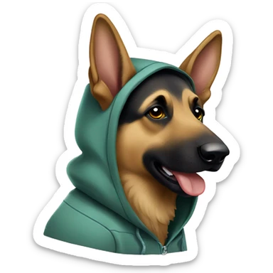 German shepherd wearing hoodie sticker