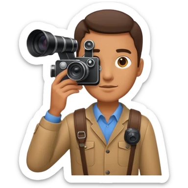 man hold film Camera ,on his shoulder sticker