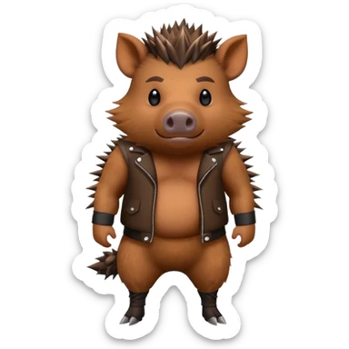 wild boar, punk hair, full body sticker