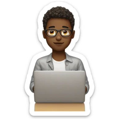 Boy with laptop in hand without glases sticker