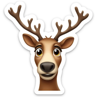 funny stupid looking reindeer  sticker