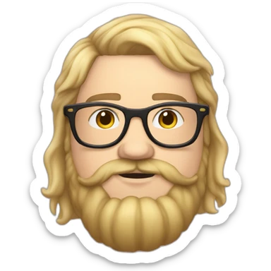 Chubby non binary Big lebowsky round glasses mid-lenght blond hair chaotic res beard vaporizer sticker