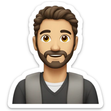 Turkish dude with stubble beard and long brown hair sticker